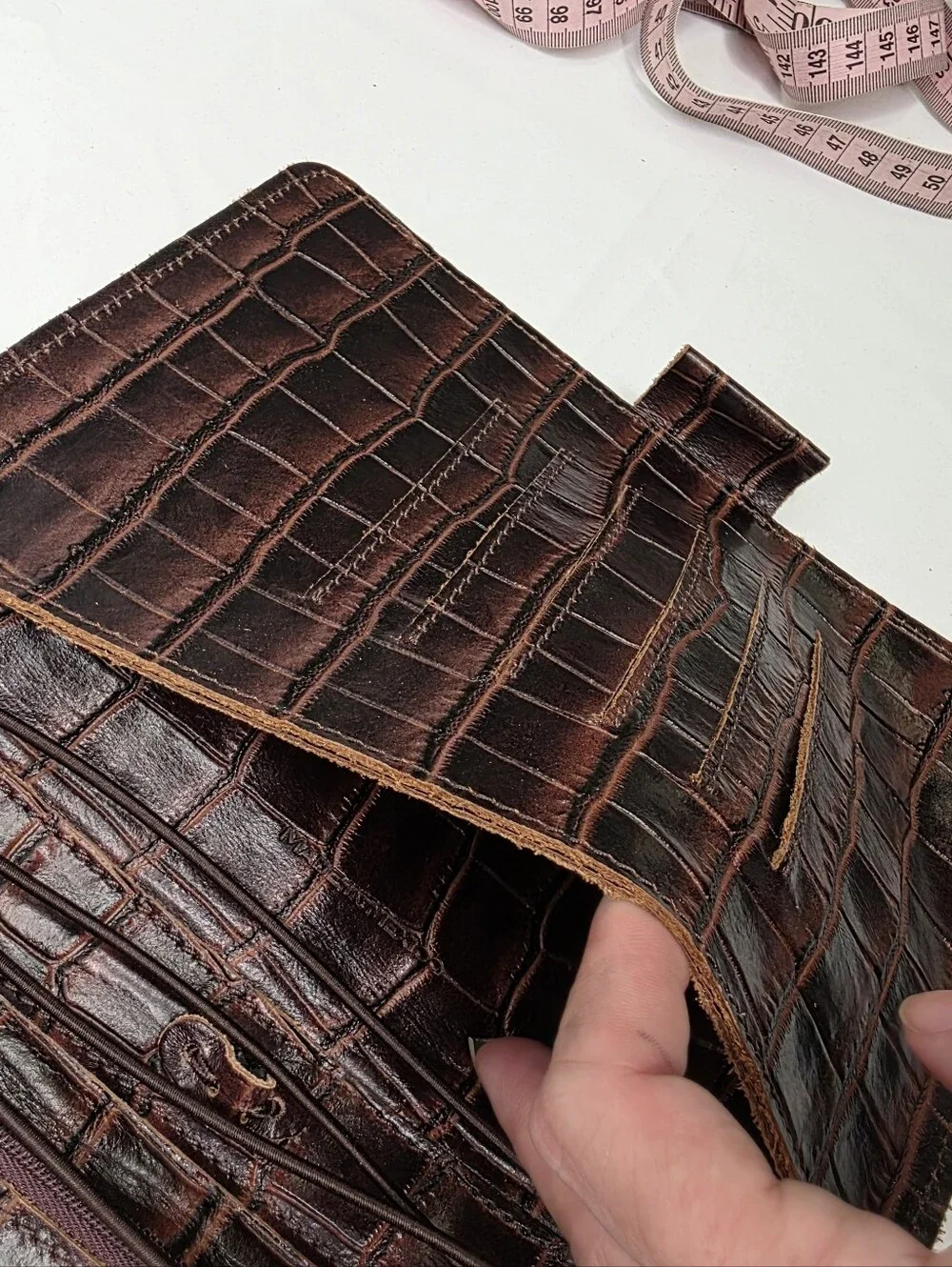 Planner Perfect Leather Traveler’s Notebook Cover Deep Brown Croc Embossed